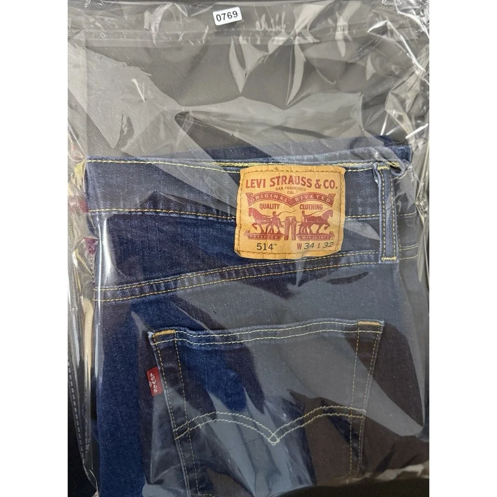 Levi's 514 Men's 34x32 Dark Wash Straight Fit Jeans Blue Denim